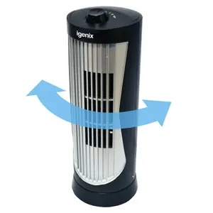 Igenix DF0020 Mini Tower Fan, Oscillating, 12 Inch, Black