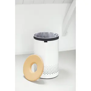 Brabantia Cork Lid Laundry Bin 60 Litre White