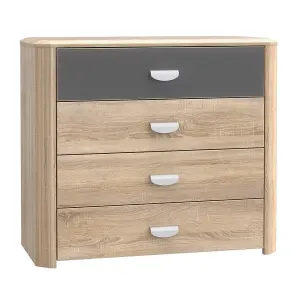 4 Drawer Sonoma Oak Chest Of Drawers Metal Handles