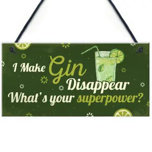 Red Ocean Novelty Funny Make Gin Disappear Gift Man Cave Home Bar Hanging Plaque Pub Sign Gift