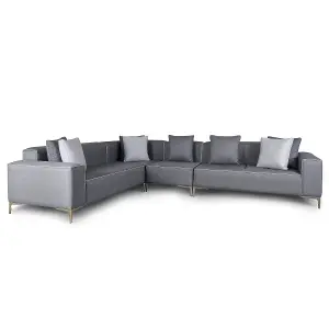 Emelda Grace Cloud Rectangle Corner Sofa - Left Hand - Dark Grey