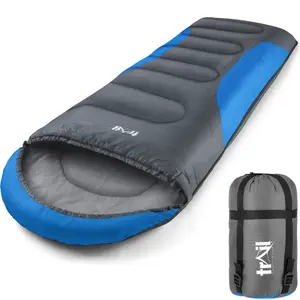 Adult Sleeping Bag 3 Season Single Person Warm Hood Carry Bag Trail Blue Alpine 250