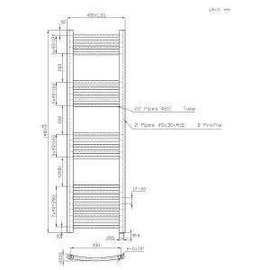 Right Radiators Prefilled Electric Curved Heated Towel Rail Bathroom Ladder Warmer Rads - Chrome 1400x400 mm