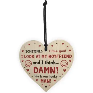 Funny JOKE Gift For Boyfriend Christmas Birthday Valentines Wood Heart Love Gift