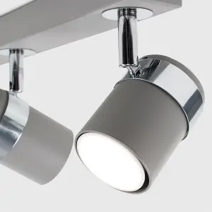 ValueLights Rosie Modern 3 Way Cement Effect Straight Bar Ceiling Spotlight