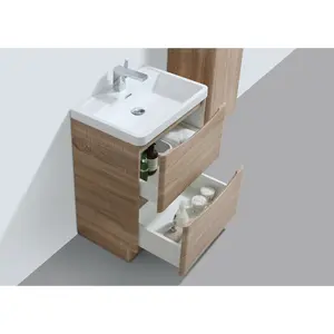 Stanhope 600mm Single Bathroom Vanity with Integrated Resin Basin Light Oak