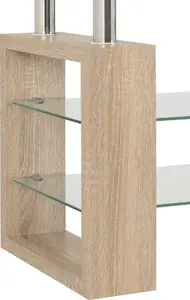 Milan TV Unit in Sonoma Oak Effect Veneer Clear Glass