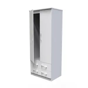 Heddon 2 Door 2 Drawer Wardrobe in White Matt (Ready Assembled)