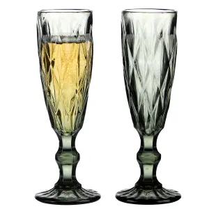 Set of 2 Smoke Grey Strasbourg Drinking Champagne Glasses