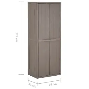 Berkfield Garden Storage Cabinet Brown 65x45x172 cm PP Wood Look