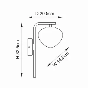 Luminosa Bari Wall Lamp Satin Brass Plate, White Confetti Glass