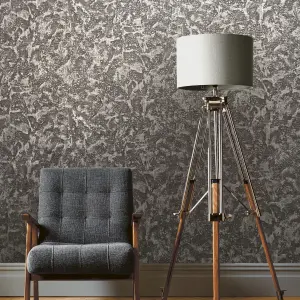 Vasari Ariana Plaster Pewter Wallpaper