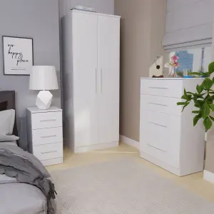 Ripon 2 Door 2 Drawer Wardrobe in White Ash (Ready Assembled)