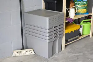 Wham Upcycled Heavy duty Cement grey 45L Stackable Storage box with Lid