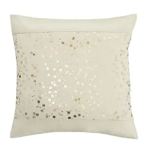 Catherine Lansfield Glitzy Sequin Cushion Natural