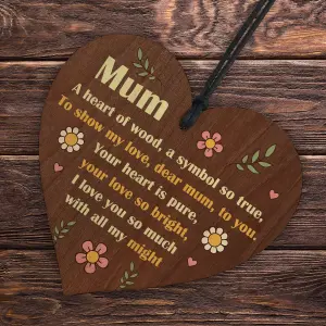 Red Ocean Wooden Heart Plaque with Sayings Ornament for Mum Unique Gift for Loved One Mum Gift For Mothers Day Birthday