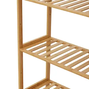 5-Tier Solid Wooden Shoe Rack for Entryway Natural