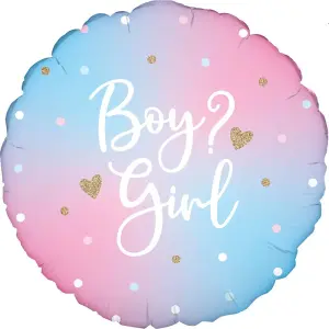 Oaktree Holographic Gender Reveal Foil Balloon Pink/Blue/White (One Size)