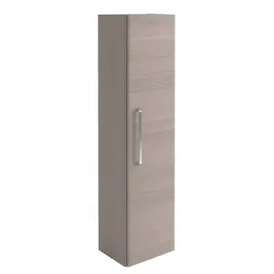 Emery Wall Hung Textured Grey Tall Bathroom Cabinet with Chrome Bar Handle (H)120cm (W)35cm