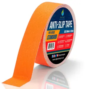 Non Slip Tape Roll Pro Standard Grade -Indoor/Outdoor Use by Slips Away -Orange 50mm x 18m