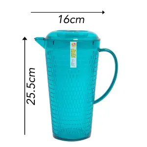 9pc Outdoor Drinks Set Picnic Plastic Wine Glasses Cups Jug Tumblers Pitcher Reusable Drinking Indoor Summer Party Honeycomb Teal