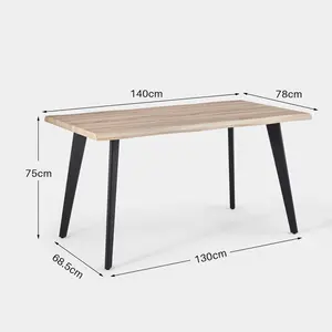 Bulhary Rectangular Dining Table Brown / H75 x L140 x W78cm