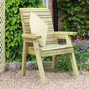 Zest Freya Wooden Garden Arm Chair Dining Seat Outdoor