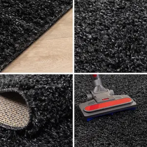 Thick Large 5cm Pile Shaggy Rug Living Room Bedroom Hallway Non-Shed Rug Runner Carpet (Anthracite, 60 x 110cm)