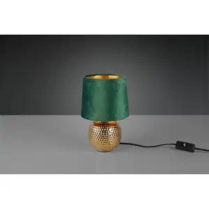 Luminosa Sophia Modern Table Lamp with Round Tapered Shade Gold Green Shade - UK Stock