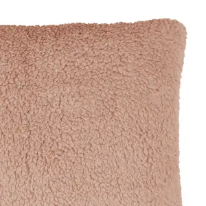 Teddy Fleece Pink Plain Indoor Cushion (L)43cm x (W)43cm