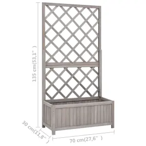 Berkfield Garden Trellis Planter Grey 70x30x135 cm Solid Firwood