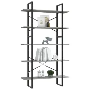 Berkfield 5-Tier Book Cabinet Concrete Grey 100x30x175 cm Engineered Wood