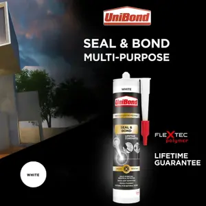 Unibond Seal & Bond Sealant Cartridge Multi-Purpose Adhesive White, 389g