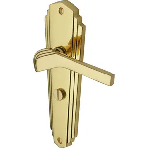 Heritage Door Handle for Bathroom Waldorf Design (Set of 2) Polished Brass