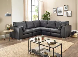 The Great British Sofa Company Verona Grey Real Leather Large Corner Sofa