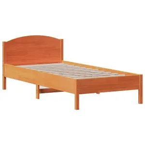 Berkfield Bed Frame without Mattress Wax Brown 90x200 cm Solid Wood Pine