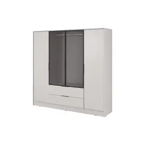 Kelly 206cm Glass-Front Wardrobe in Elegant Cashmere - Luxurious Storage Solution