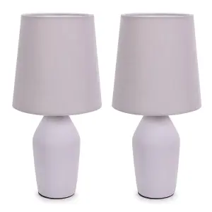 ValueLights Arlo Set of 2 - Lilac Ceramic Base Table Lamp with Tapered Shade - LED Bulbs Included