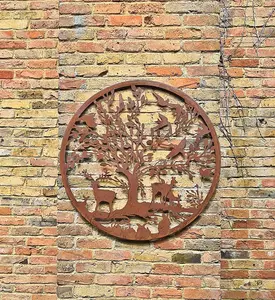 Rustic Round Woodland Animals Garden Wall Screen 1m diameter