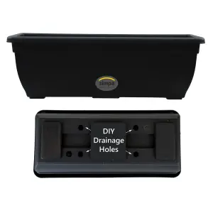 simpa 2PC Black Trough Plastic Planters 46cm.