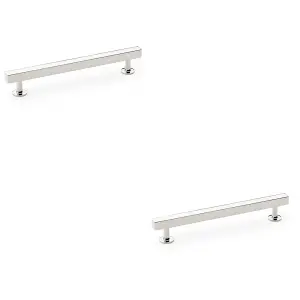 2 PACK - Straight Square Bar Pull Handle Polished Nickel 160mm Centres SOLID BRASS Drawer