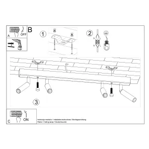 Eyetech Steel Black 4 Light Classic Ceiling Light