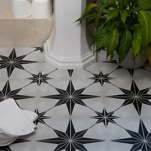 Quadrostyle Astra Black Wall and Floor Tile Vinyl Stickers 30cm(L) 30cm(W) pack of 4