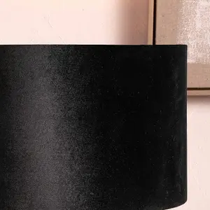 40cm Black Velvet Cylinder Floor Table Lampshade