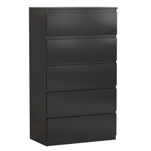 Vida Designs Denver Black 5 Drawer Chest (H)1120mm (W)700mm (D)400mm