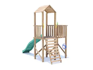 Dunster House Wooden Climbing Frame with Slide BalconyFort High Platform