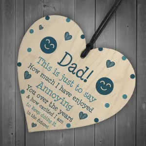 Funny Joke Dad Gift For Fathers Day Birthday Wood Heart Humorous Gift For Him