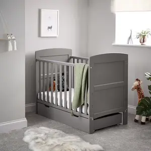 Grace Mini Cot Bed & Underdrawer Taupe Grey