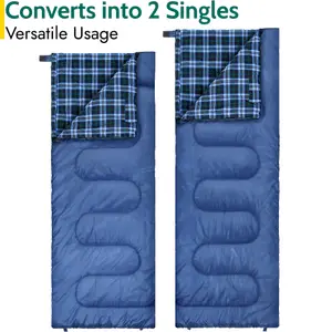 Trail Cotton Double Sleeping Bag Luxury Flannel Lined 3 to 4 Season with Bag