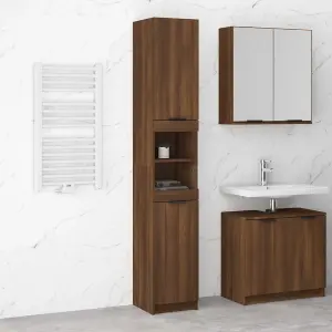 Berkfield Bathroom Cabinet Brown Oak 32x34x188.5 cm Engineered Wood